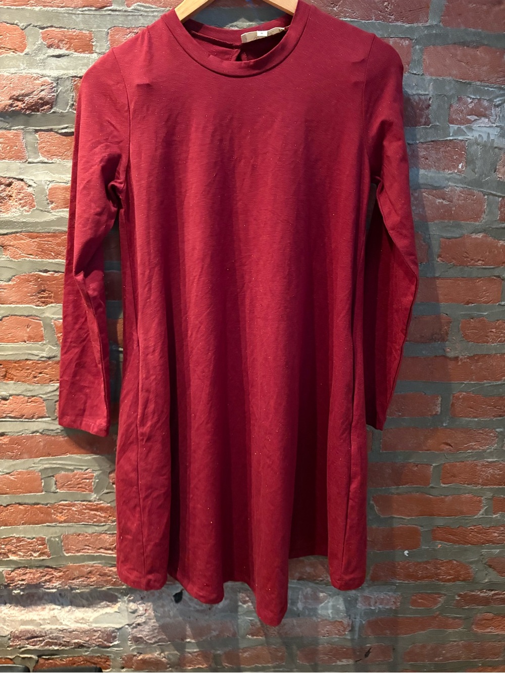 Women's Long Sleeve Swing Tunic Dress in Deep Burgundy